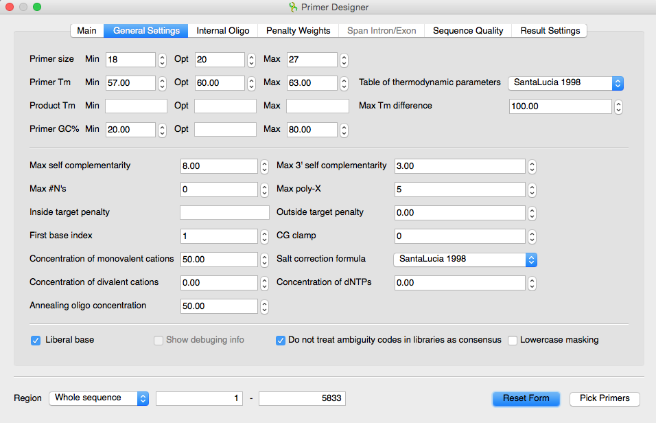 designing primers using amplifx